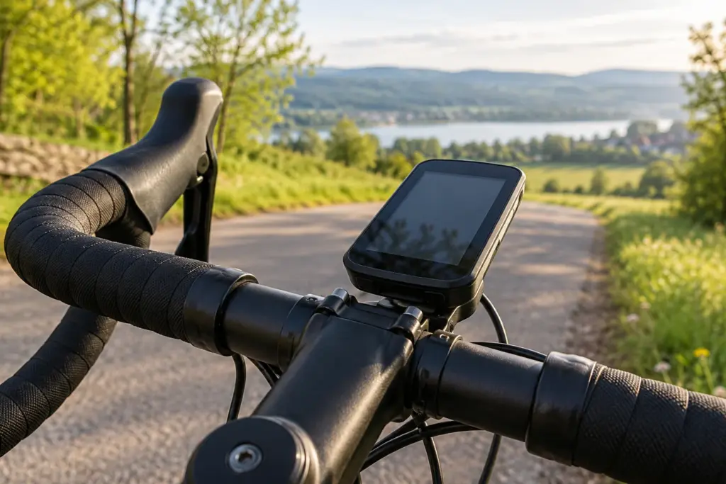 Fahrradcomputer am Lenker. Symbolbild.