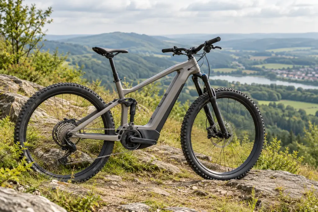 Mountainbike an einem Waldweg. Symbolbild.