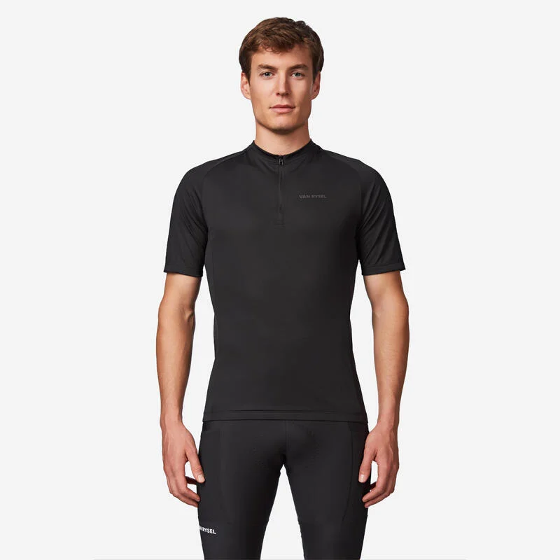 Radtrikot kurzarm Rennrad Sommer Essential Herren schwarz