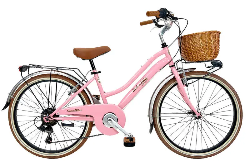 Kinderfahrrad Dolce Vita by Canellini JUNIOR 24" mit Korb - Rose