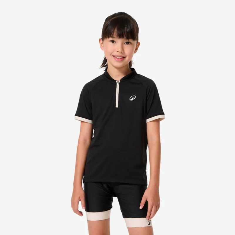 Radtrikot kurzarm 500 Kinder schwarz
