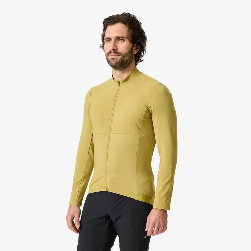 Mountainbike Radtrikot langarm Zwischensaison 500 goldgrün