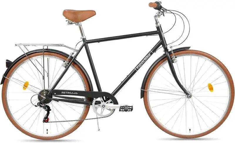 Southken – City Bike, 28", Klassisch, Bequemer Sattel, 7-Gang. Black
