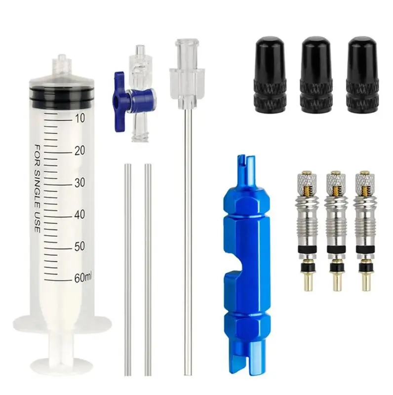 Tubeless-Injektionsset Fahrrad – Spritze 60 ml + Ventilwerkzeug + 3 Kappen