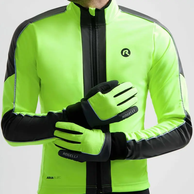 Fahrradhandschuhe Wasserdicht Winter Essential HI VIS Herren Reflektierend Neon