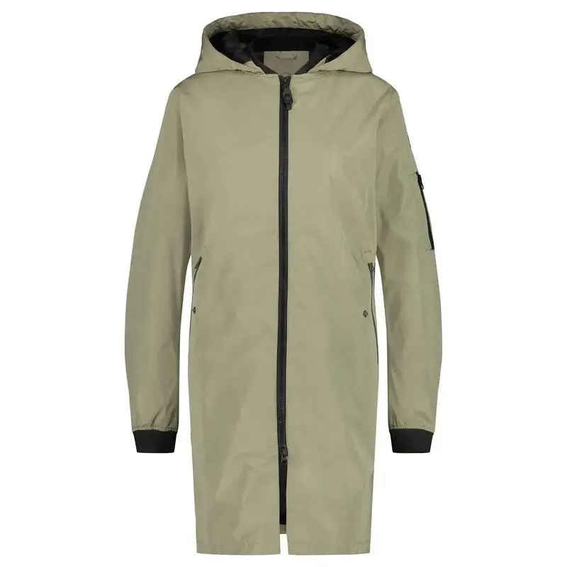 Damen Regenjacke Long Bomber wasserdicht atmungsaktiv Pistazie
