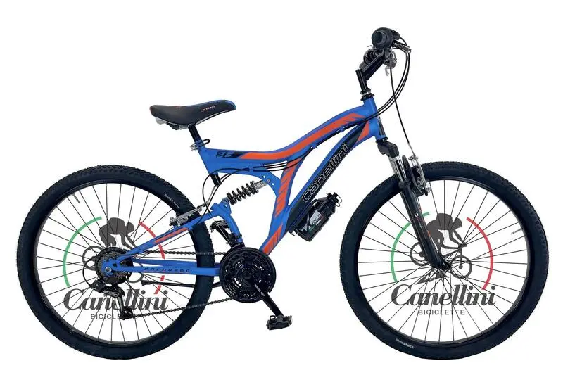 Kinderfahrrad MTB Canellini COLORADO 26" Full Suspension - Blau/Orange