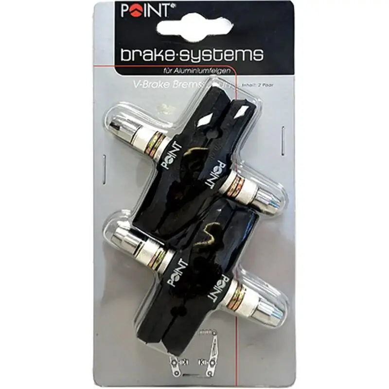 Point Bremsschuhe V-Brake, L=70mm, 2 Paar symm., für Aluminiumfelgen, schwarz