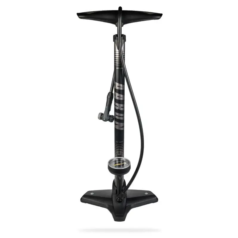 Sport One Fahrrad Standpumpe mit Manometer, 11 Bar Universalventil Schwarz