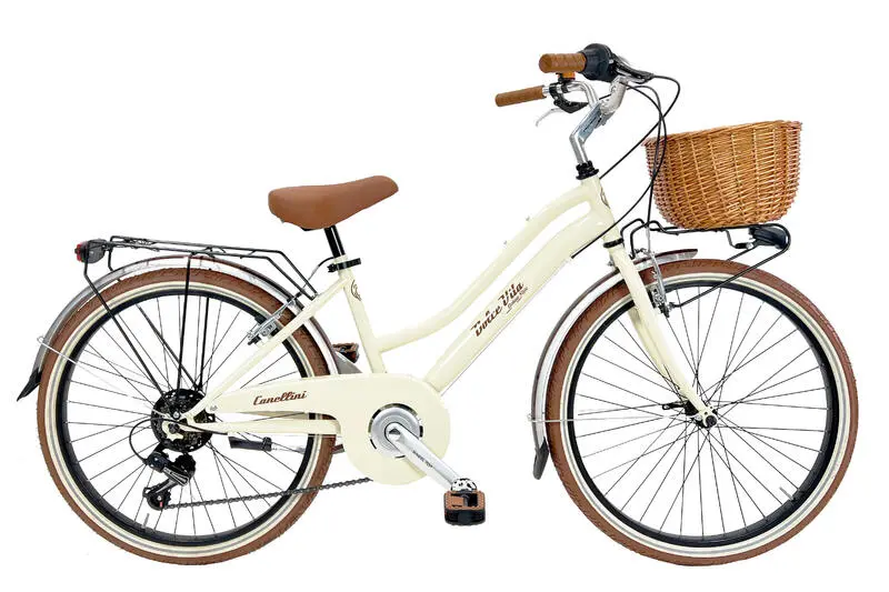 Kinderfahrrad Dolce Vita by Canellini JUNIOR 24" mit Korb - Creme