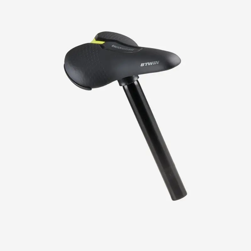 Fahrradsattel 16 Zoll schwarz + Sattelstütze Aluminium 26 mm