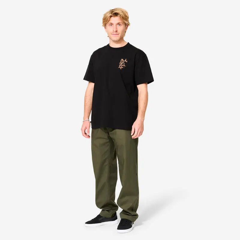 T-Shirt Skateboard - TS500 schwarz in Zusammenarbeit mit Make Life Skate Life