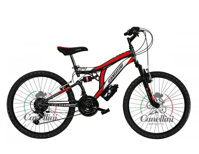Kinderfahrrad MTB Canellini COLORADO 24" Full Suspension - Schwarz/Rot