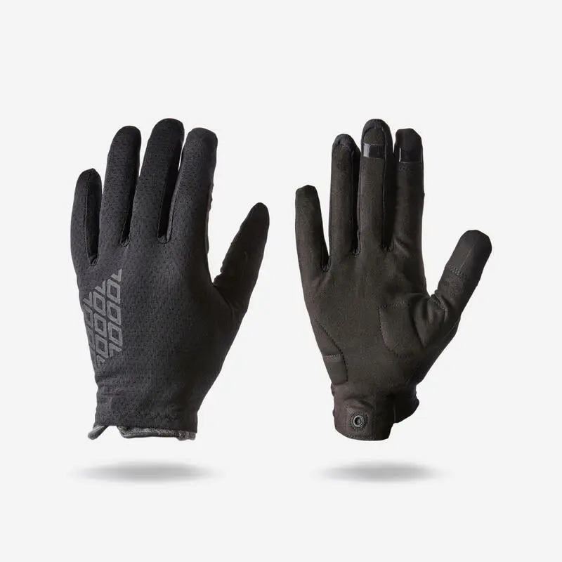 Fahrrad Handschuhe atmungsaktiv MTB 100 schwarz