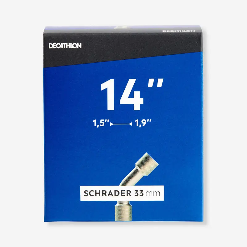 Fahrradschlauch 14 × 1,5/1,9 mit gekrümmtem Autoventil (Schrader)