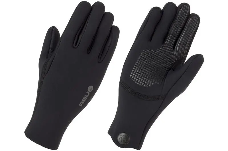 Neopren Fahrradhandschuhe Wasserabweisend mit Silikon-Grip Schwarz