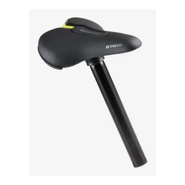 Fahrradsattel 16 Zoll schwarz + Sattelstütze Aluminium 26 mm