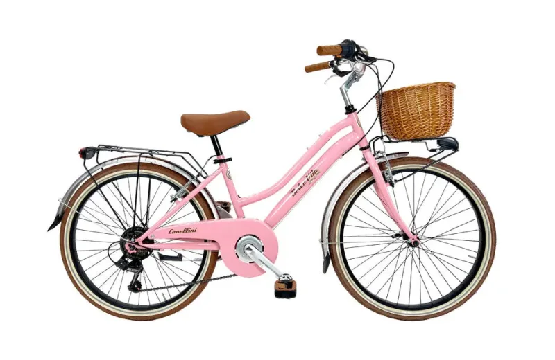 Kinderfahrrad Dolce Vita by Canellini JUNIOR 24" mit Korb - Rose