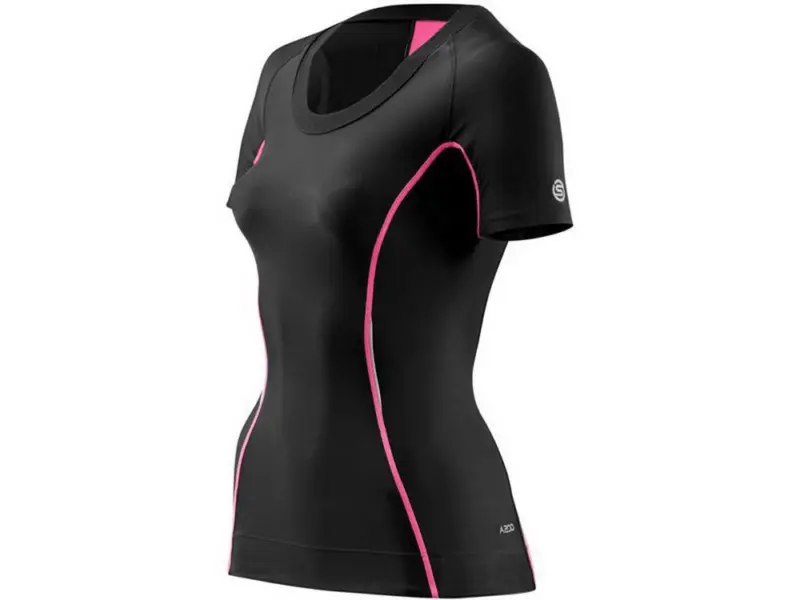 Skins A200 Kompressions Kurzarm Shirt Damen (schwarz / pink) Größe:XS
