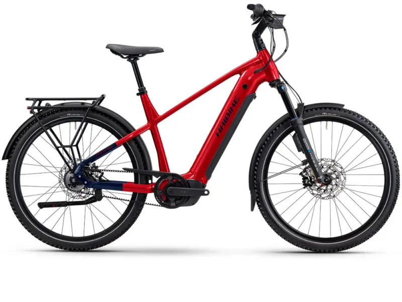 Haibike Trekking 9 ABS High | Trekking E-Bike | 27,5" | 800Wh Bosch CX | dynamitrot / blau Größe: 40 cm