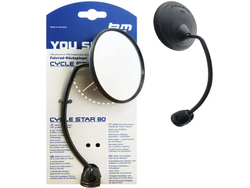 b&m Fahrradspiegel Cycle-Star 80 (lange gebogene Stange)