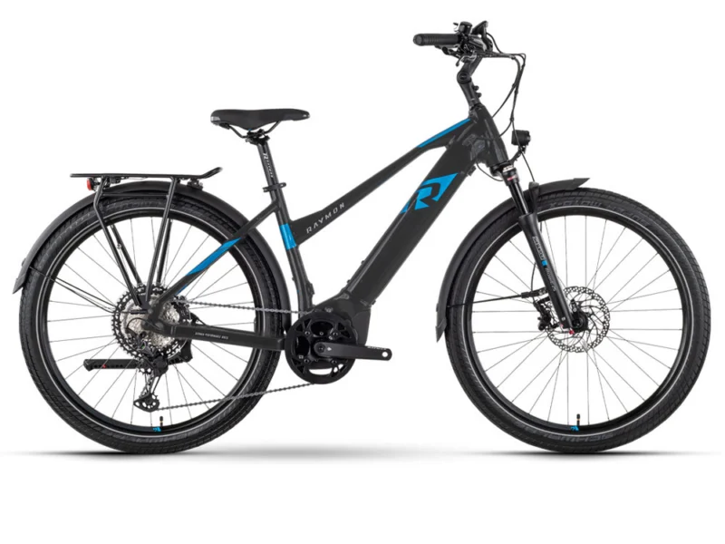 Raymon TourRay E 8.0 Mid | Trekking E-Bike | 27,5" | 630Wh Yamaha PW-X3 | black / new blue / grey matt Größe: 45 cm