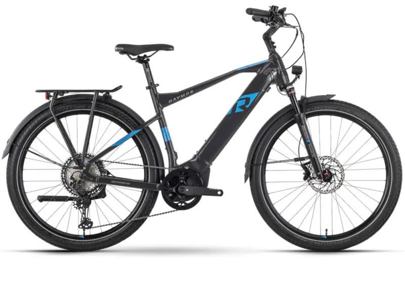 Raymon TourRay E 8.0 High | Trekking E-Bike | 27,5" | 630Wh Yamaha PW-X3 | black / new blue / grey matt Größe: 45 cm