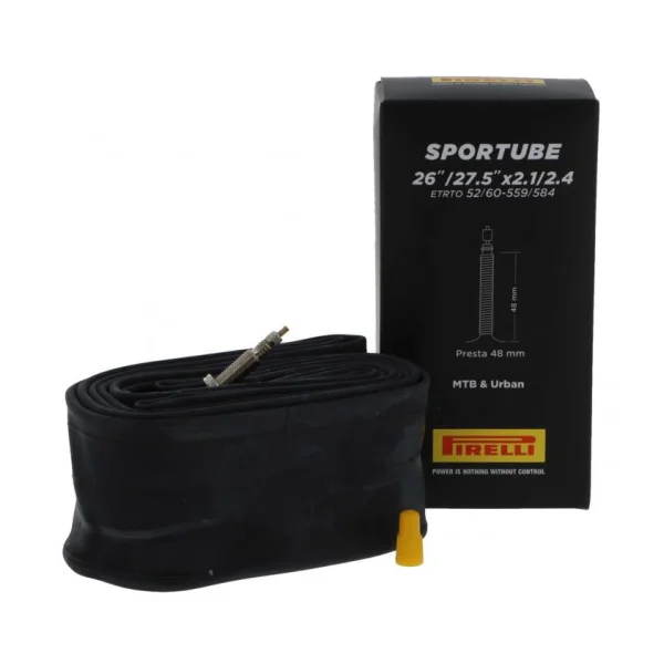 Pirelli Schlauch SPORTUBE 26"/27,5 26 schwarz - zuverlässiger Fahrradschlauch für Trekking & MTB