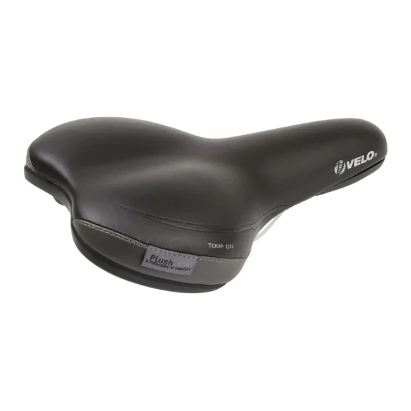 Velo Plush Tour-UNI Unisex Fahrradsattel schwarz/grau, Arc-Tech Federung & O-Zone Cut, 2-Komponenten Schale