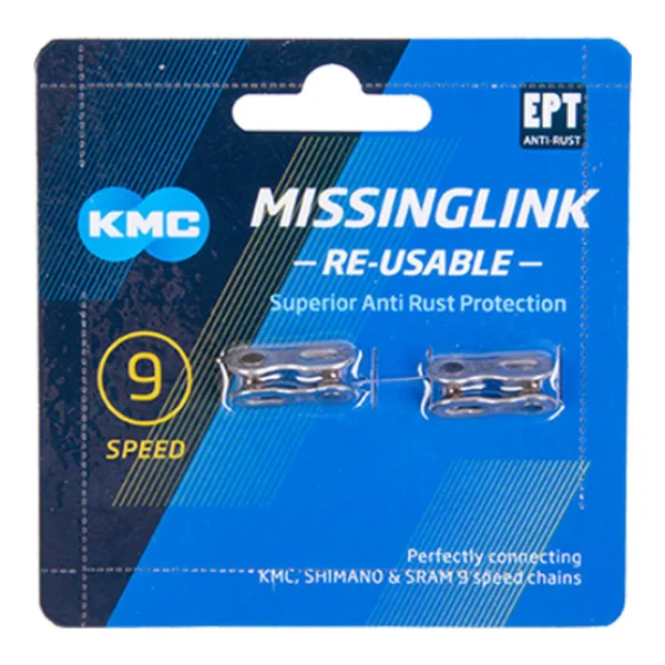 KMC Kettenschloss MissingLink 9-fach 1/2 x 11/128 silber 6 - 6mm für 9s Ketten 2 Stück auf Karte â werkzeuglos montierbar wiederverwendbar Top-Qualität
