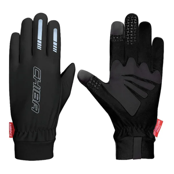 CHIBA Thermofleece - Radhandschuhe, schwarz, Größe M, atmungsaktiv mit Touchfinger