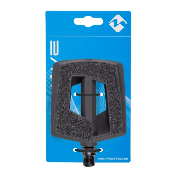 M-WAVE Steady Flat Fahrradpedal schwarz 1 Paar - Antirutschpedal aus Thermokunststoff mit Boron-Achse, Reflektoren, StVZO geprüft, 96x86x20 mm