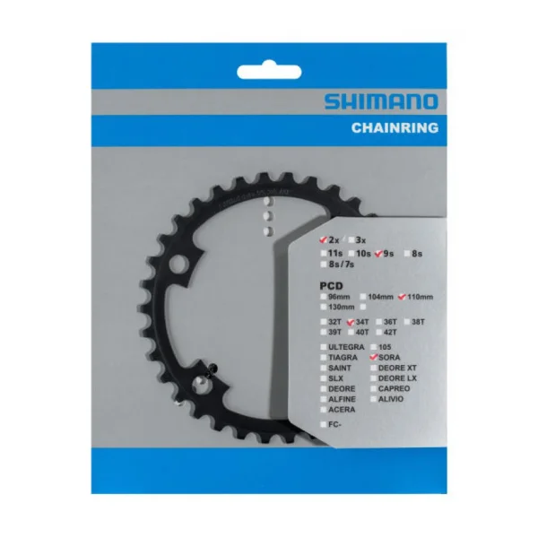 Kettenblätter FC-R3000, 34 Zähne, 110 mm, Schwarz, Stahl