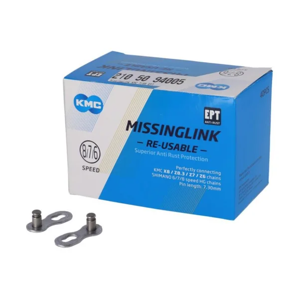 KMC MissingLink 7/8R EPT silber - Kettenschloss für 7/8-fach Ketten - 40 Stück WE-Verpackung - Kettenzubehör
