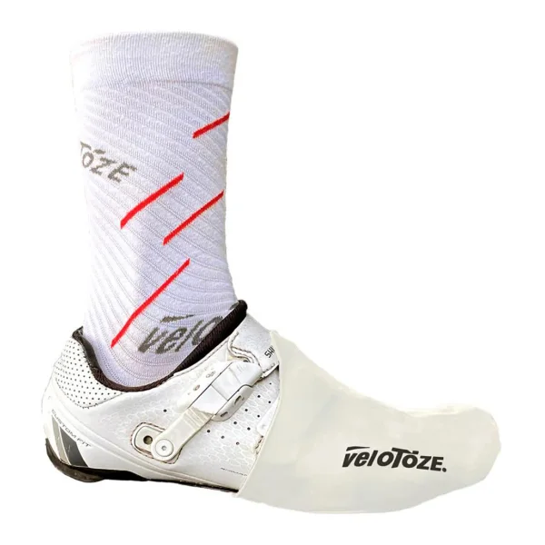 VeloToze Überschuh Toe Silicone Onesize Weiß - wasserdichter Zehenschutz für Radschuhe