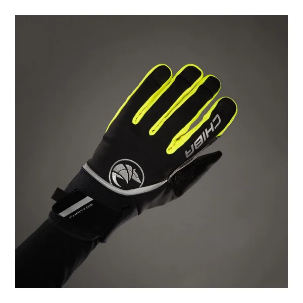 CHIBA Phantom - Radhandschuhe schwarz/neongelb, Softshell, winddicht, Touchfinger, Größe M