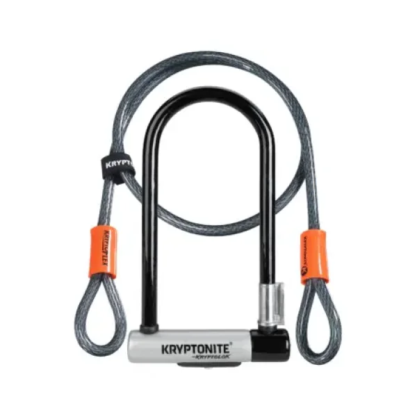 Kryptonite KryptoLok Standard U-Lock & 4ft Flex Cable - Sold Secure Gold - 12.7mm Steel D-Lock - Black