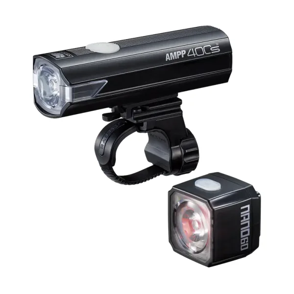 Cateye AMPP 400S Front & NANO 60 Rear Bike Light Set - USB Rechargeable